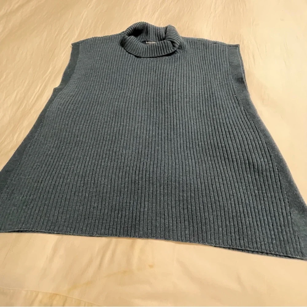 EILEEN FISHER Ribbed Turtleneck‎ Wool Tank In Alpine L - Picture 5 of 16